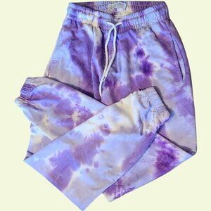 Tie-Dye Purple & White Boyfriend Jogger Pants Refuge Athletics Womens L